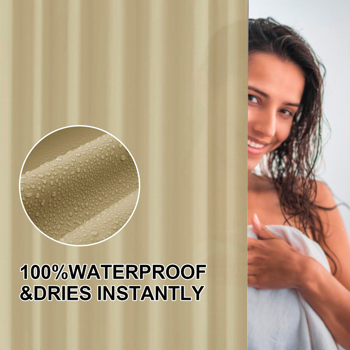 Cortina de Ducha Exma Beige PVC 180 x 180 cm 3 S7928379_2