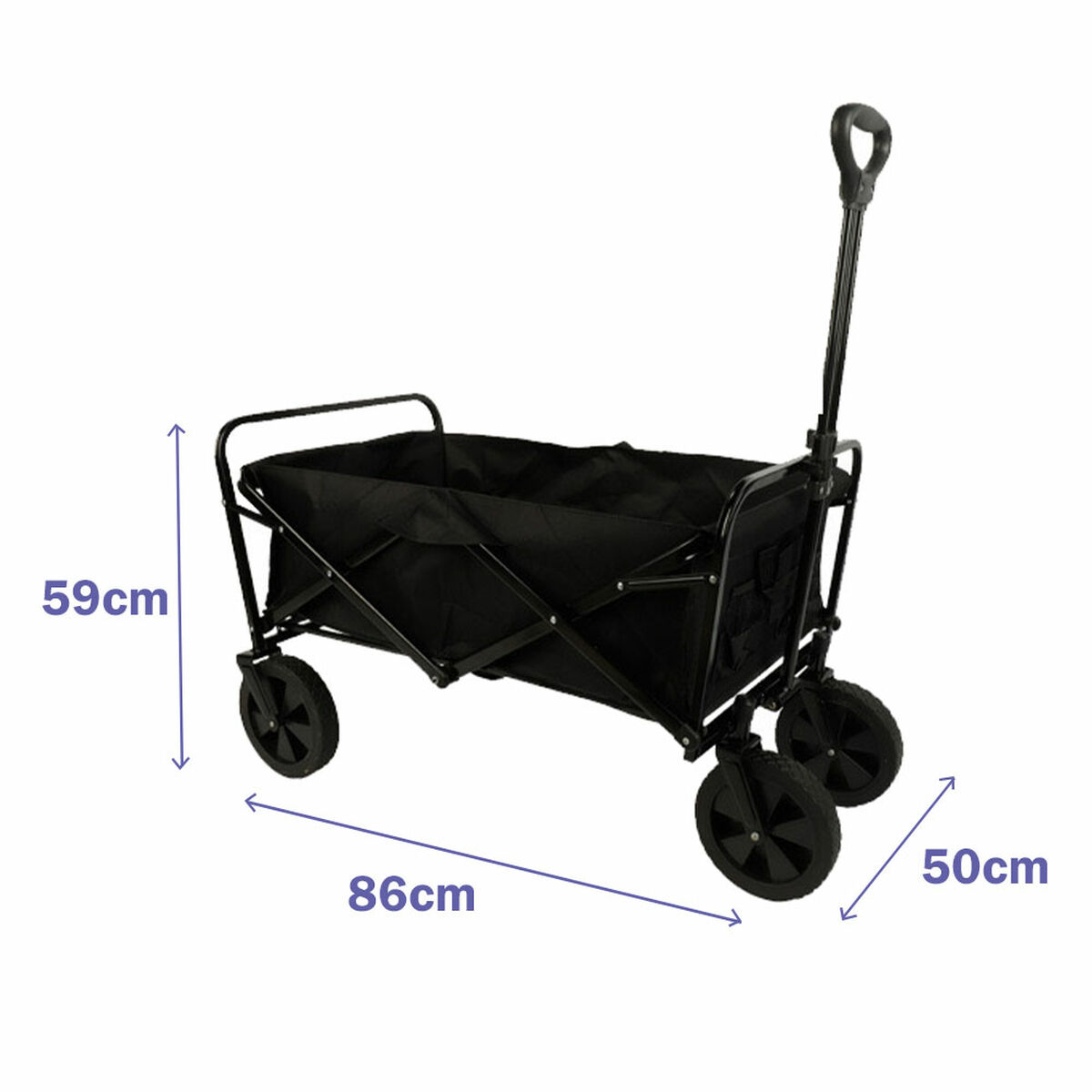 Marbueno Carrito Multiusos Plegable Acero 150 KG Negro Jardin, Playa y Camping 86X50X59 cm 10476 2 D1400811_1