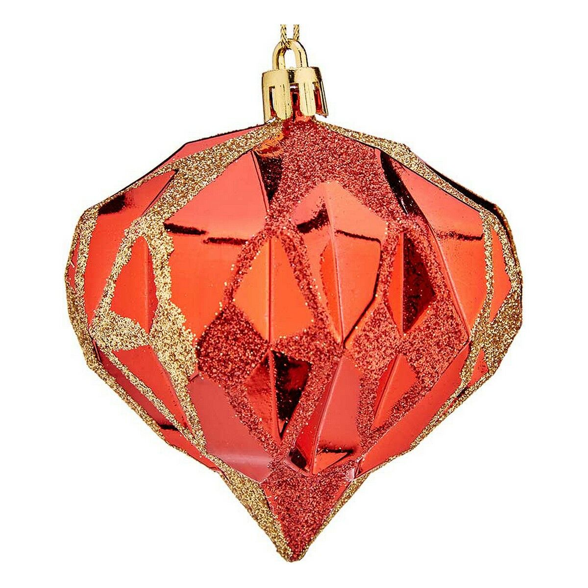 Bolas de Navidad Diamante Ø 8 cm 6 Unidades Rojo Plástico 1 S3612639_0