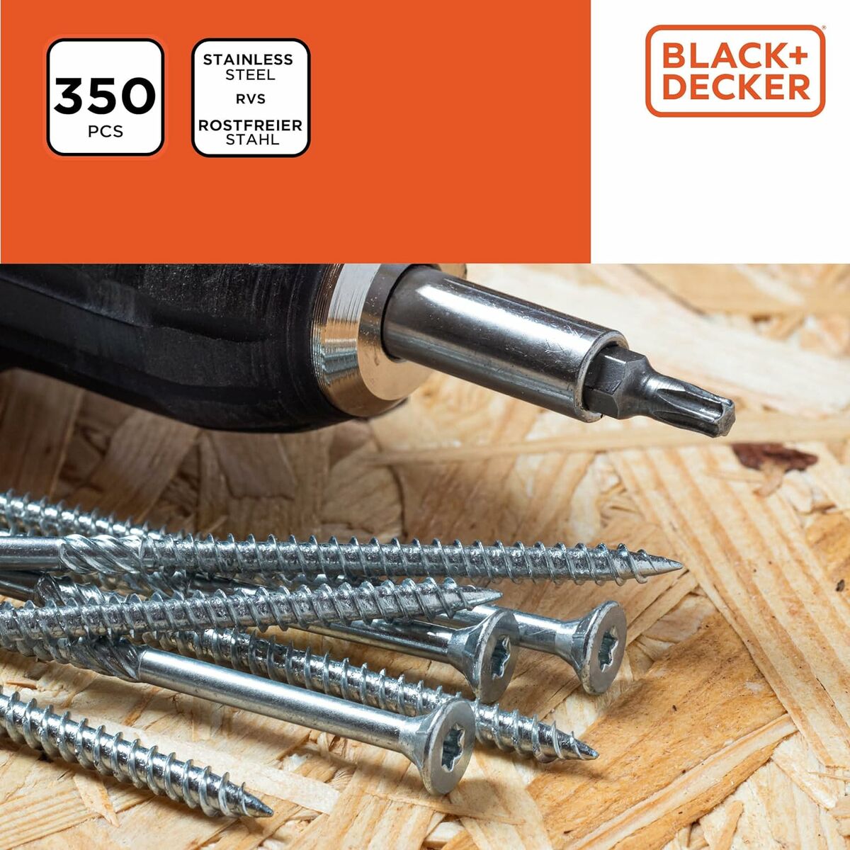 Kit de tornillos Black & Decker Pozidriv Madera 350 Piezas 5 S7923082_4