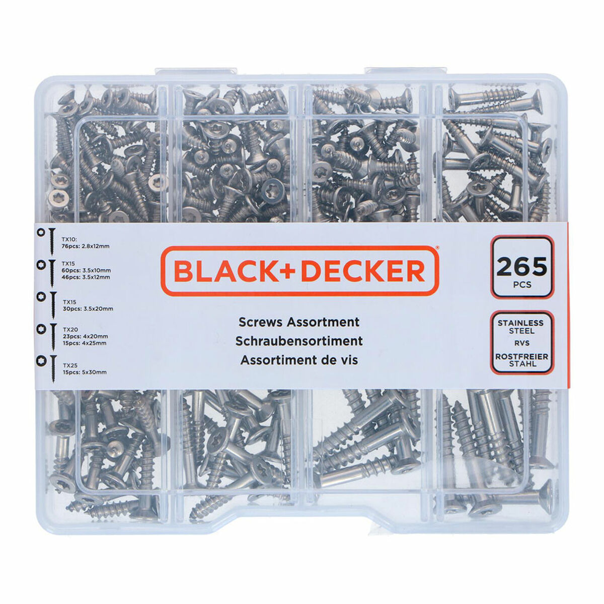 Kit de tornillos Black & Decker Torx 265 Piezas 1 S7923118_0