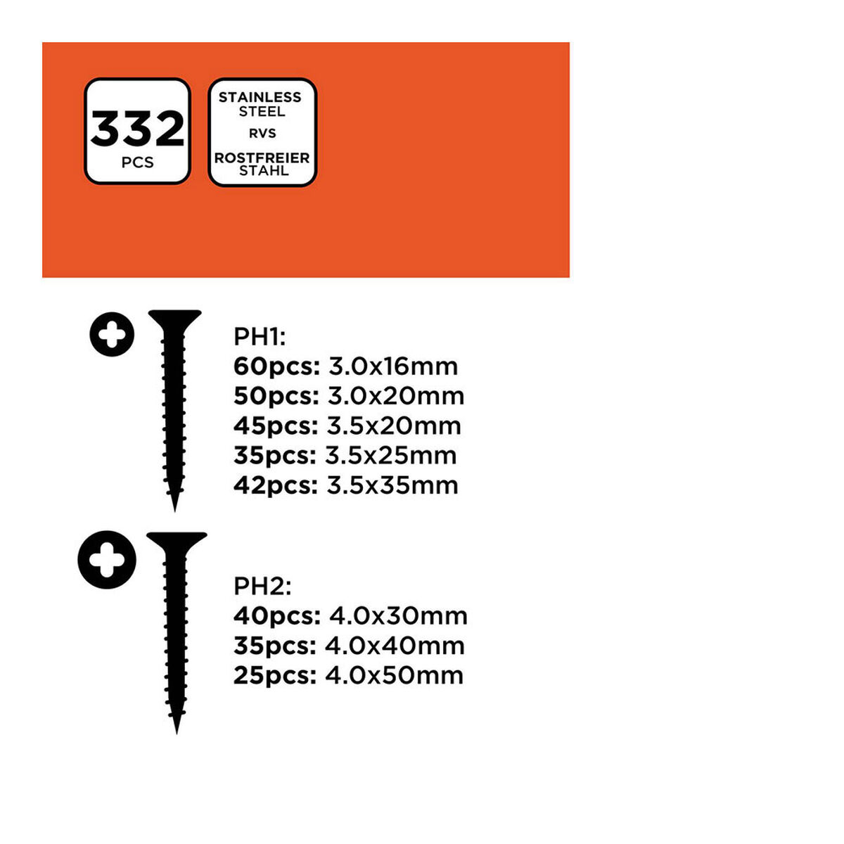 Kit de tornillos Black & Decker Phillips Madera 332 Piezas 5 S7923089_4