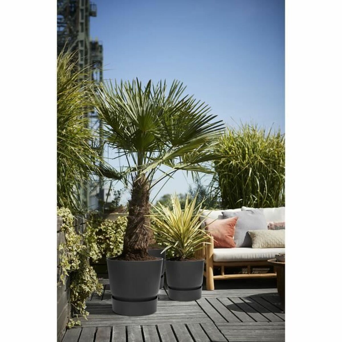 Maceta Elho Negro Plástico Redondo Moderno Ø 47 cm 6 S7196841_5