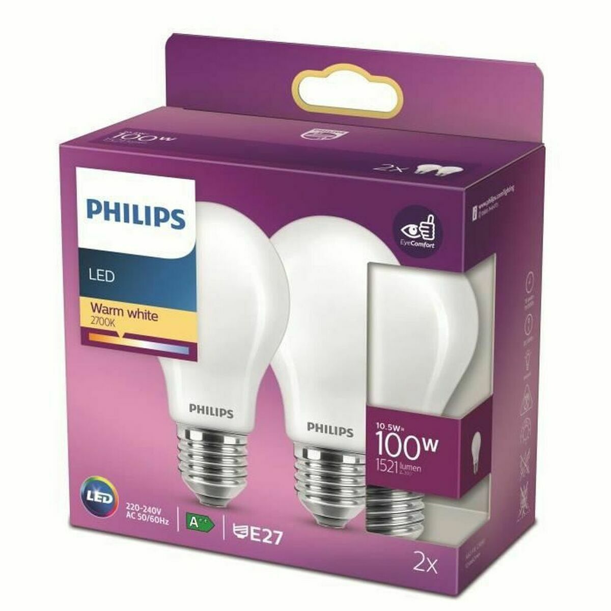 Bombilla LED Philips 100 W Blanco D A++ E27 2 Unidades (2700 K) 4 S7929241_3