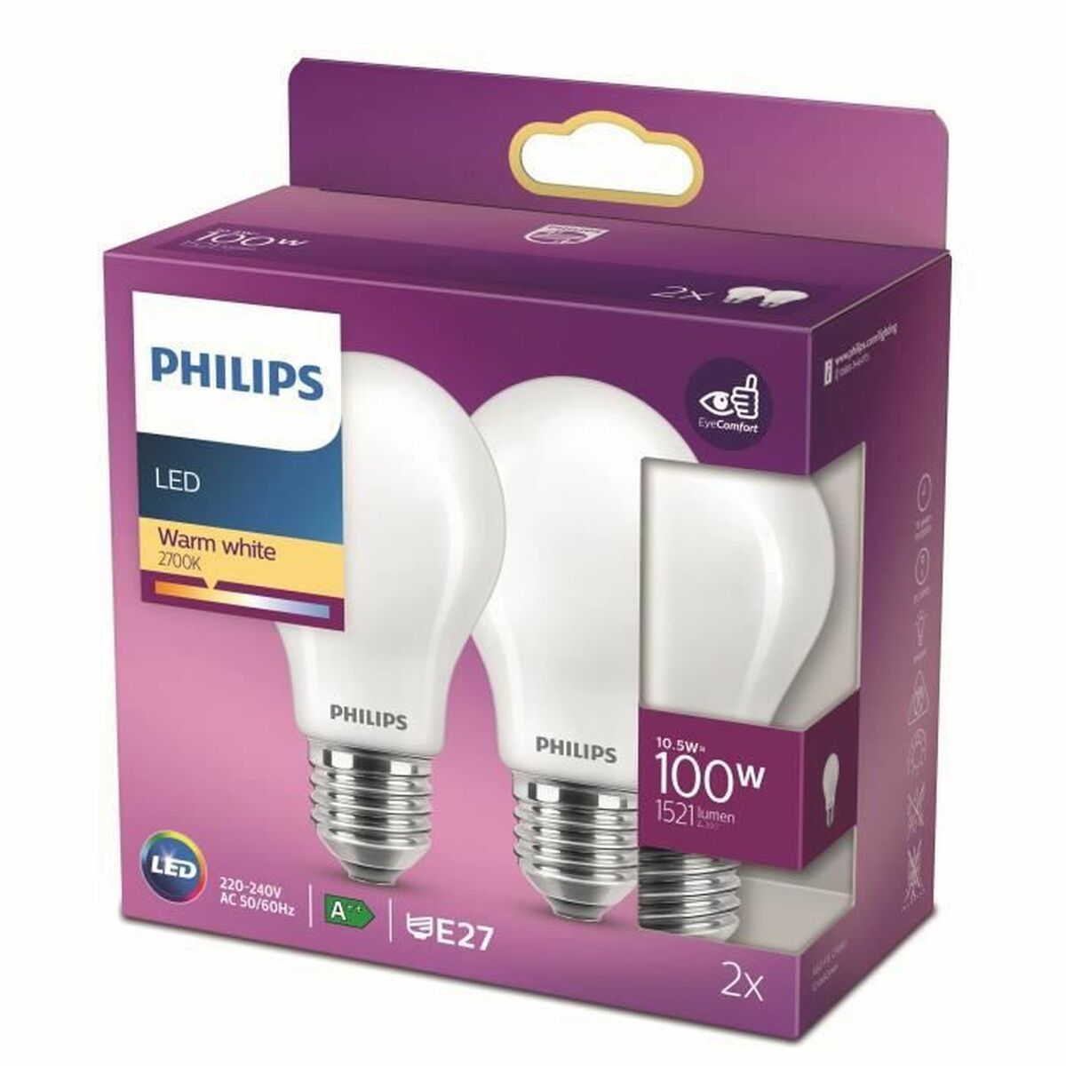 Bombilla LED Philips 100 W Blanco D A++ E27 2 Unidades (2700 K) 12 S7929241_11