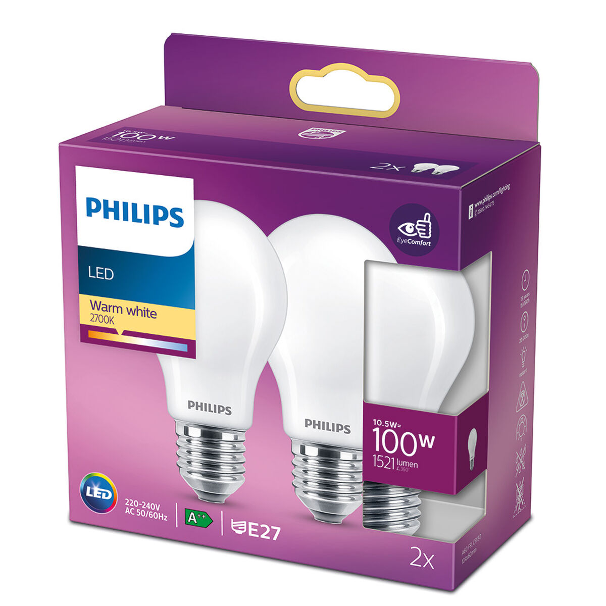 Bombilla LED Philips 100 W Blanco D A++ E27 2 Unidades (2700 K) 3 S7929241_2