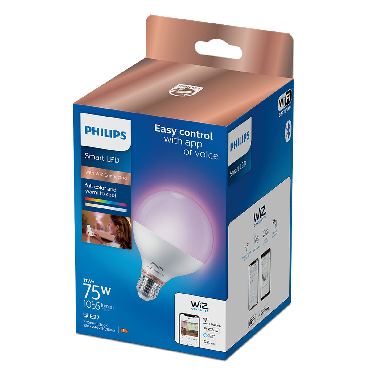 Bombilla LED Philips Wiz G95 Smart Full Colors F 11 W E27 1055 lm (2200K) (6500 K) 4 S7910743_3