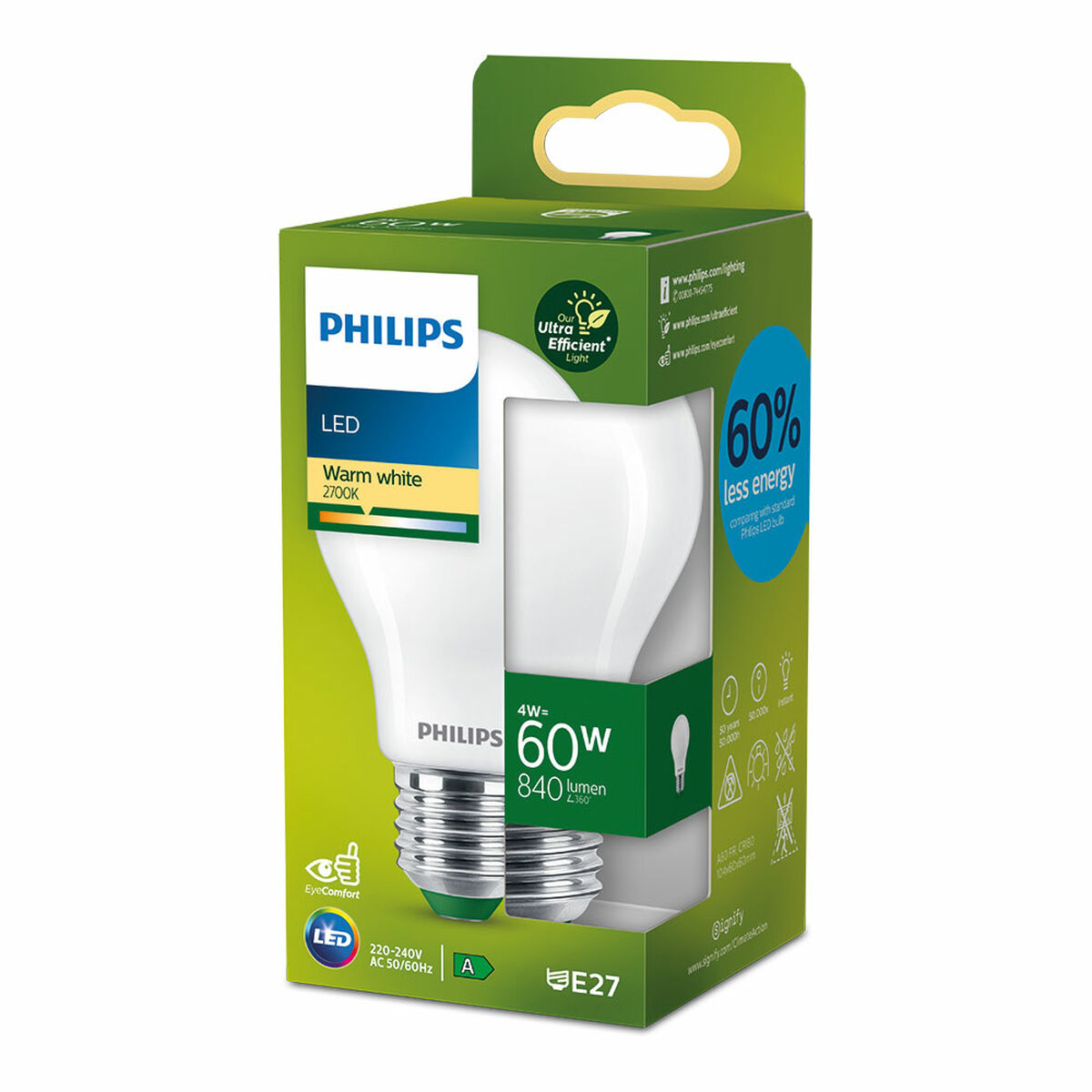 Bombilla LED Philips Classic A 4 W 60 W E27 840 lm (2700 K) 3 S7924026_2