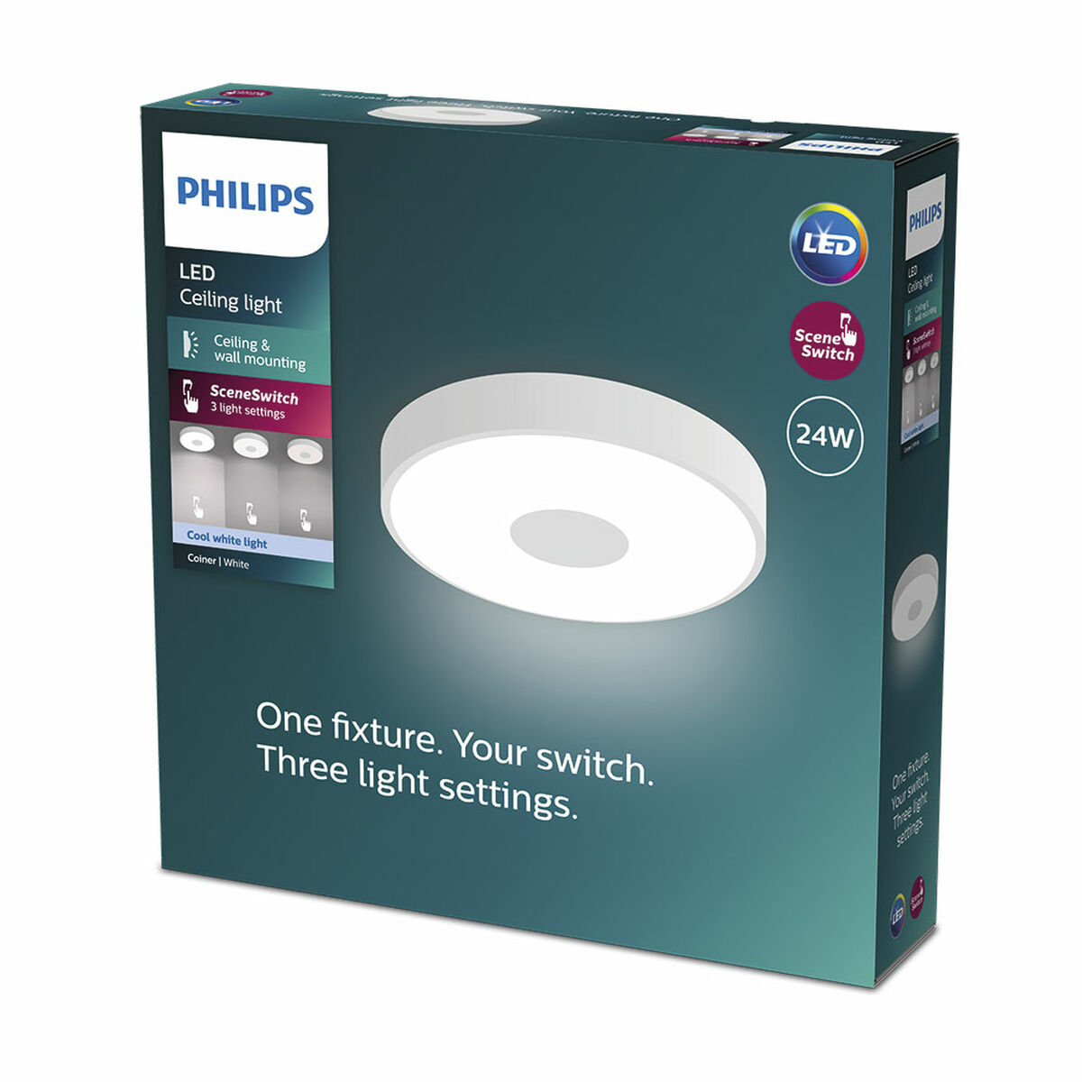 Plafón LED Philips coiner 24 W Ø 38,9 x 8 cm Blanco Metal (4000 K) 2 S7928651_1