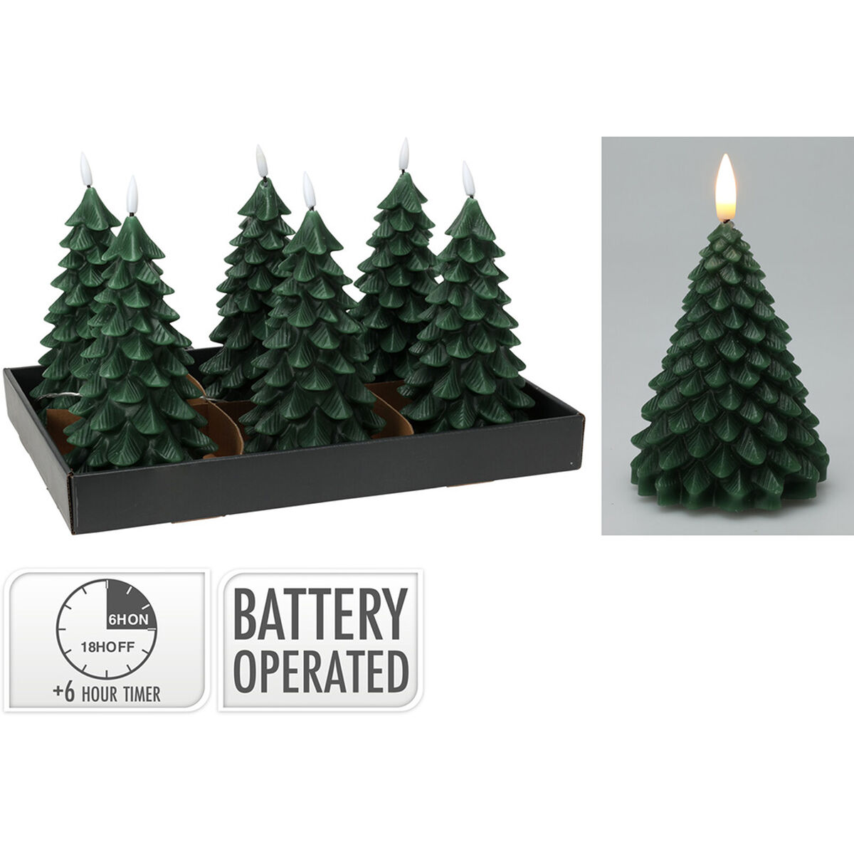 Vela LED Lifetime Verde oscuro Árbol de Navidad 19 cm Efecto llama 2 S7924485_1