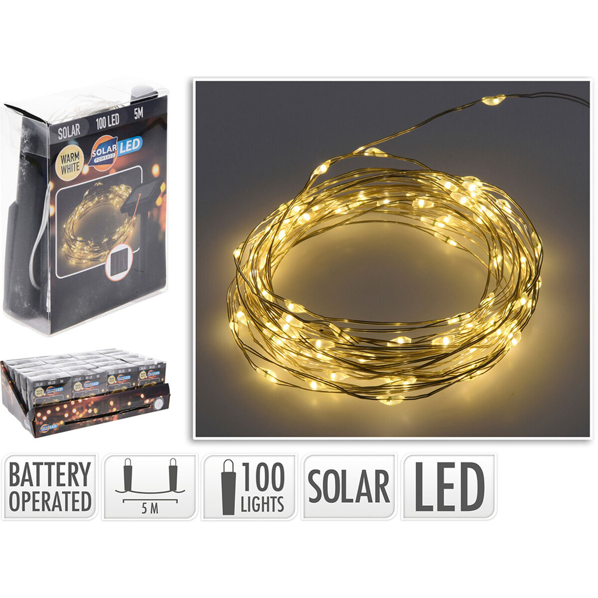 Guirnalda de Luces LED Lifetime 7 m Blanco Cálido 2 m Solar 3 S7924470_2