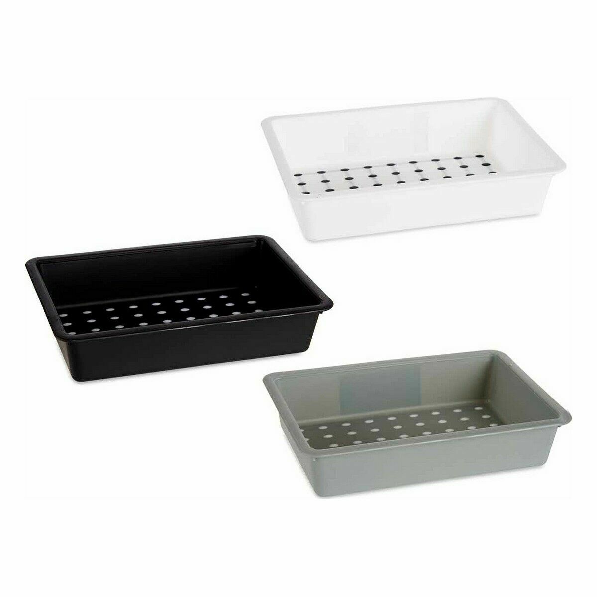 Organizador de Cajones Kinvara Blanco Negro Gris Caucho Polipropileno TPR 16 x 5 x 24 cm 24 x 5 x 16 cm (36 Unidades) 2 S3623497_1