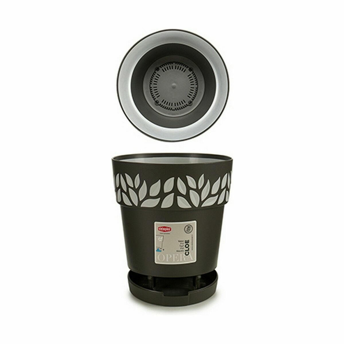 Maceta Autorriego Stefanplast Cloe Antracita Plástico 15 x 15 x 15 cm (12 Unidades) 3 S3624026_2