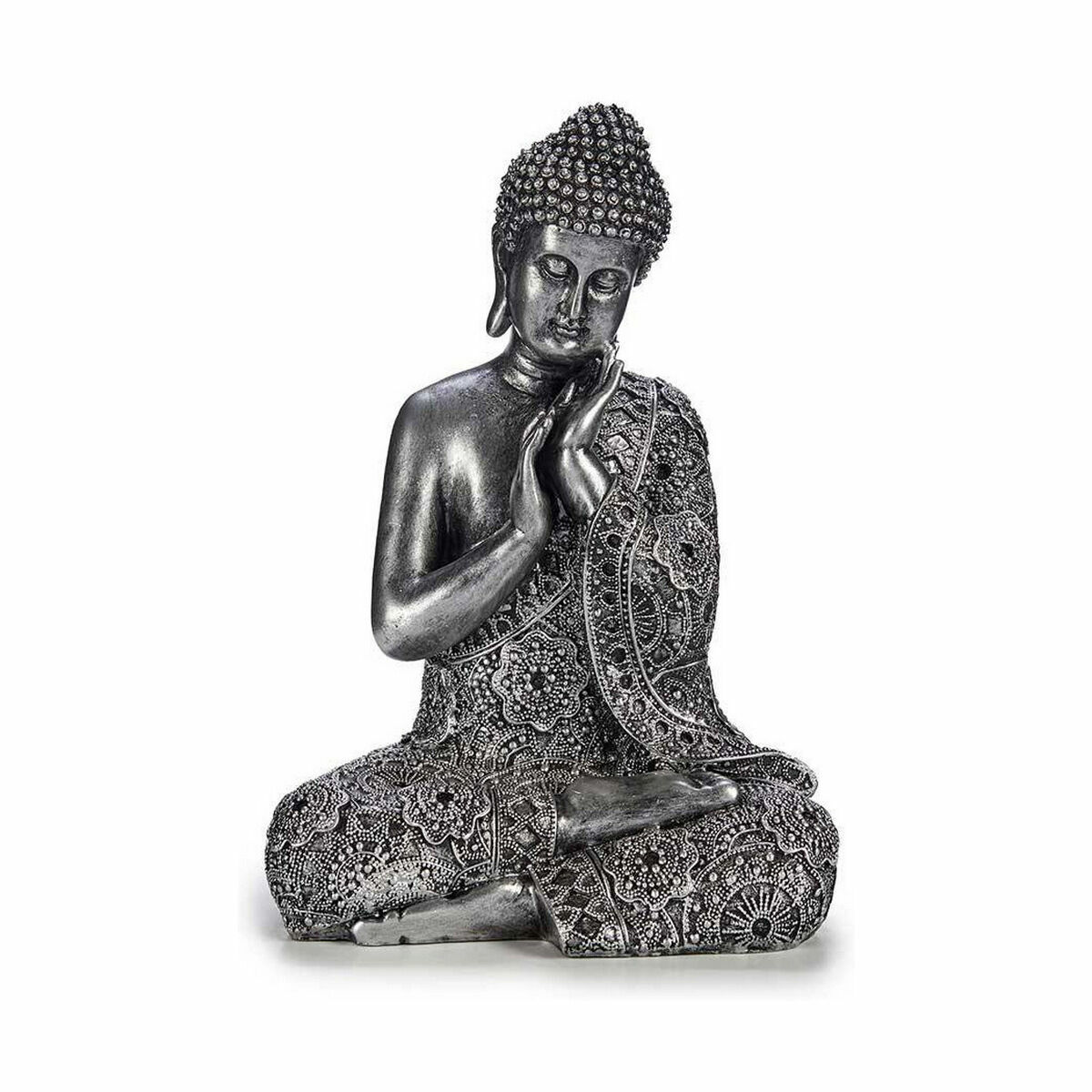 Figura Decorativa Gift Decor Plateado Plata Buda Sentado 22 x 33 x 18 cm (4 Unidades) 2 S3624320_1