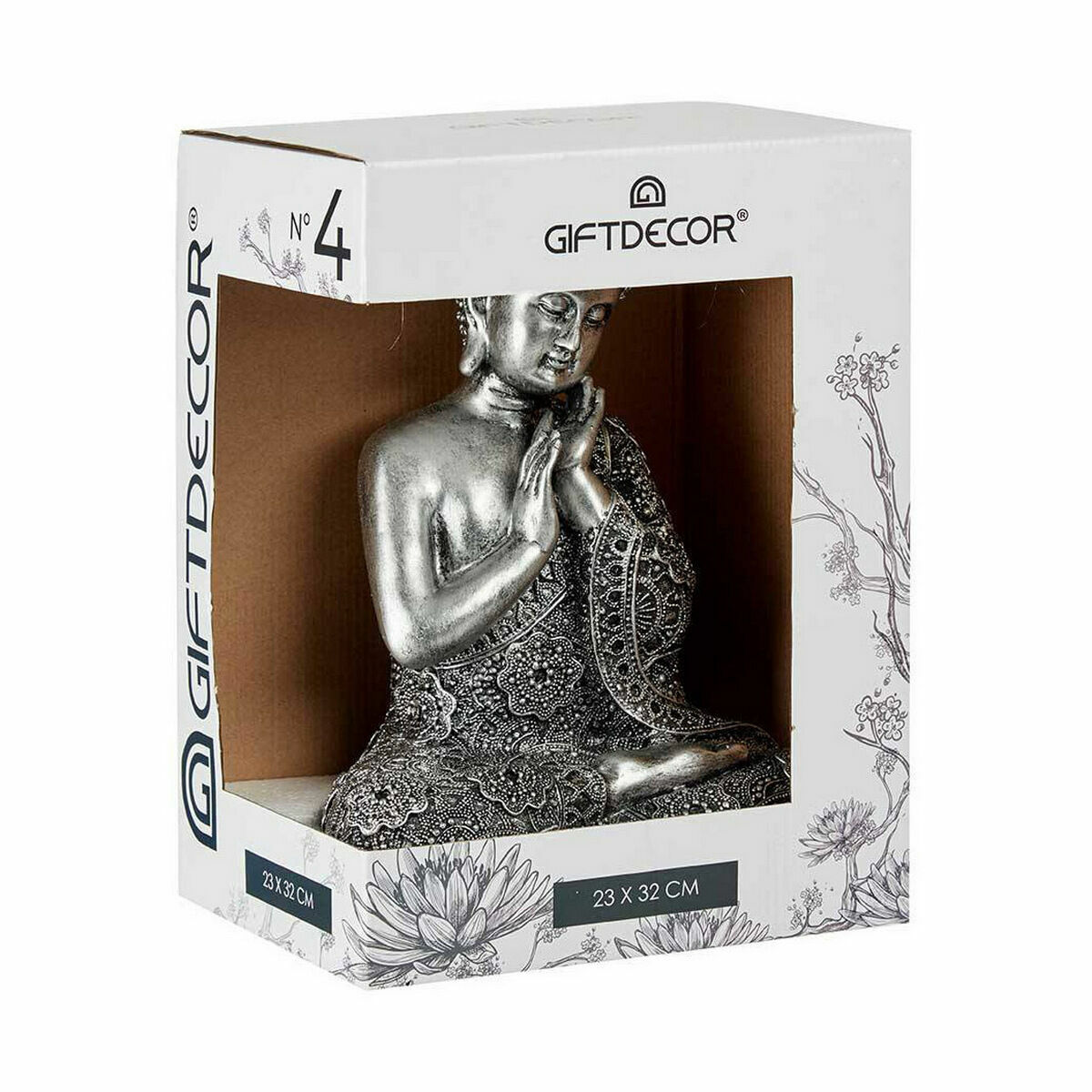 Figura Decorativa Gift Decor Plateado Plata Buda Sentado 22 x 33 x 18 cm (4 Unidades) 3 S3624320_2