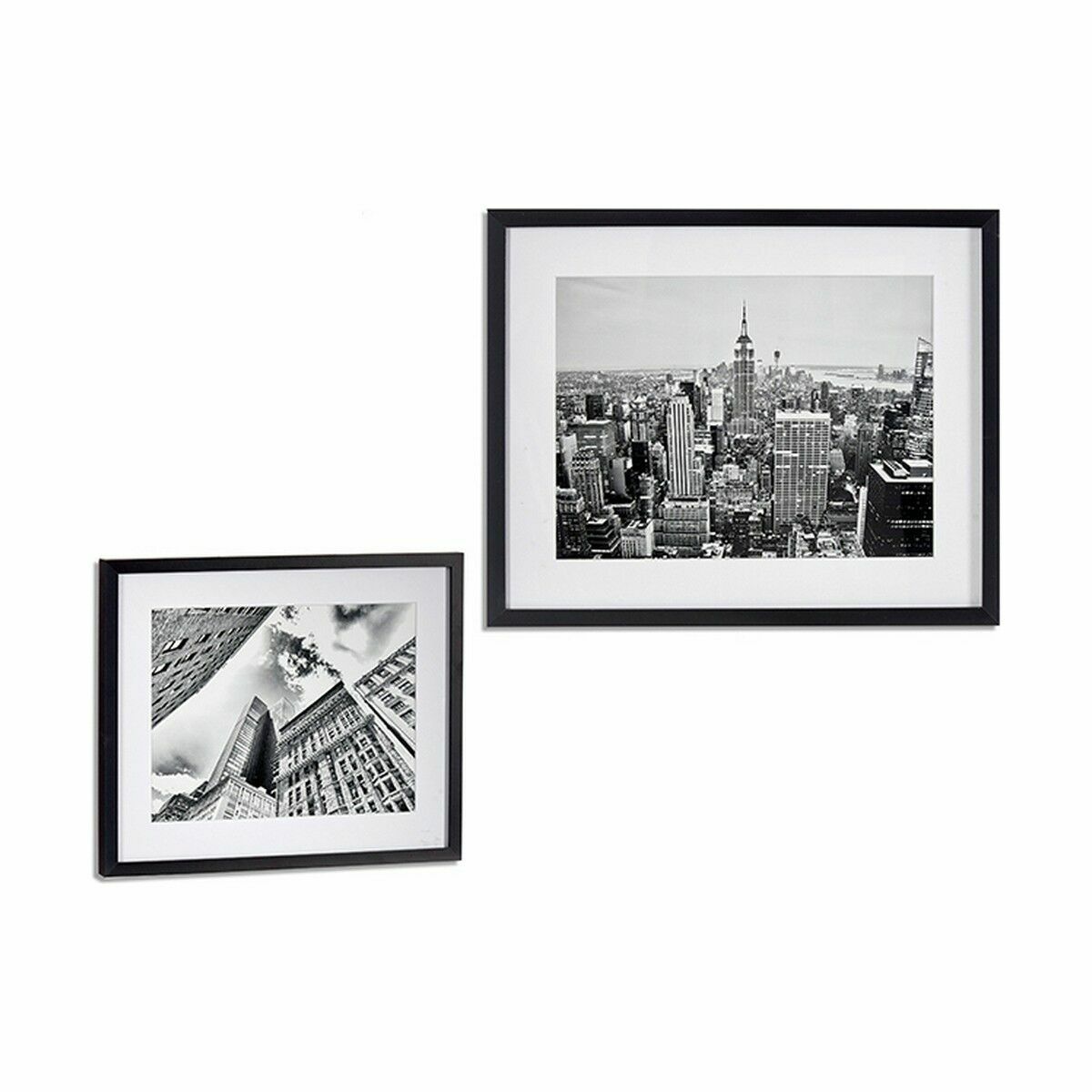 Cuadro Gift Decor Negro Madera Vidrio Edificio 43 x 3 x 53 cm (6 Unidades) 2 S3625354_1