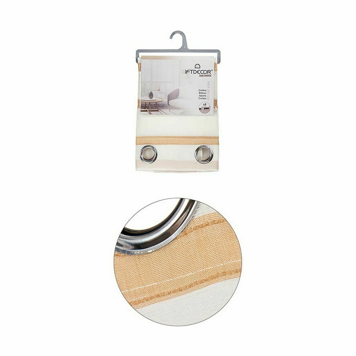 Cortina Gift Decor Marrón 140 x 0,1 x 260 cm Rayas (6 Unidades) 2 S3625396_1