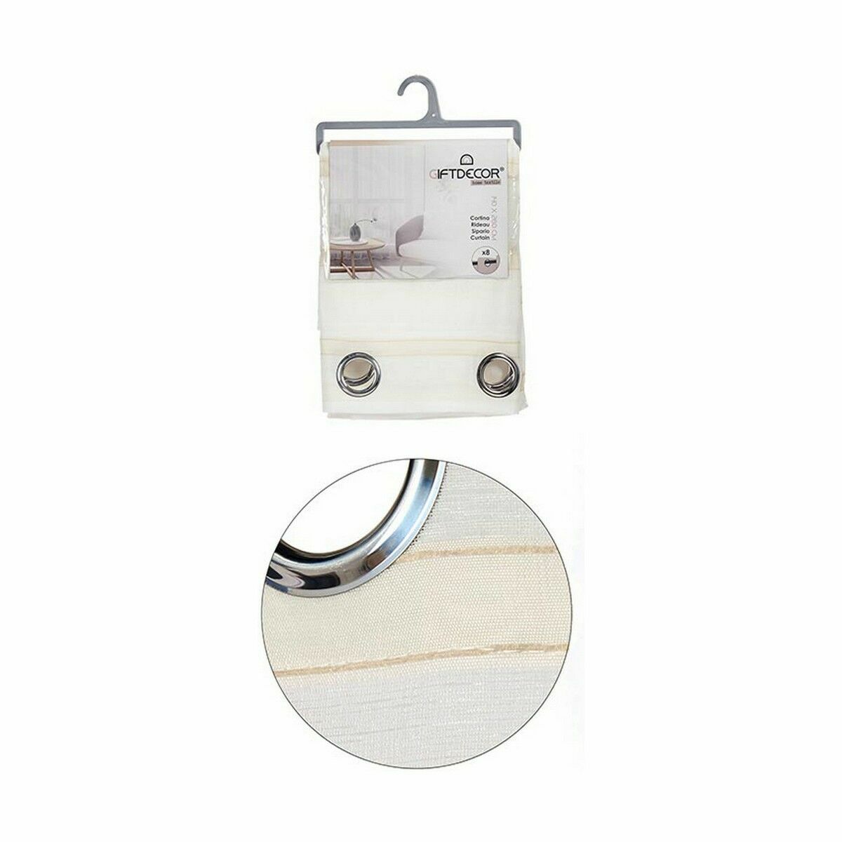 Cortina Gift Decor Beige 140 x 0,1 x 260 cm Rayas (6 Unidades) 3 S3625405_2