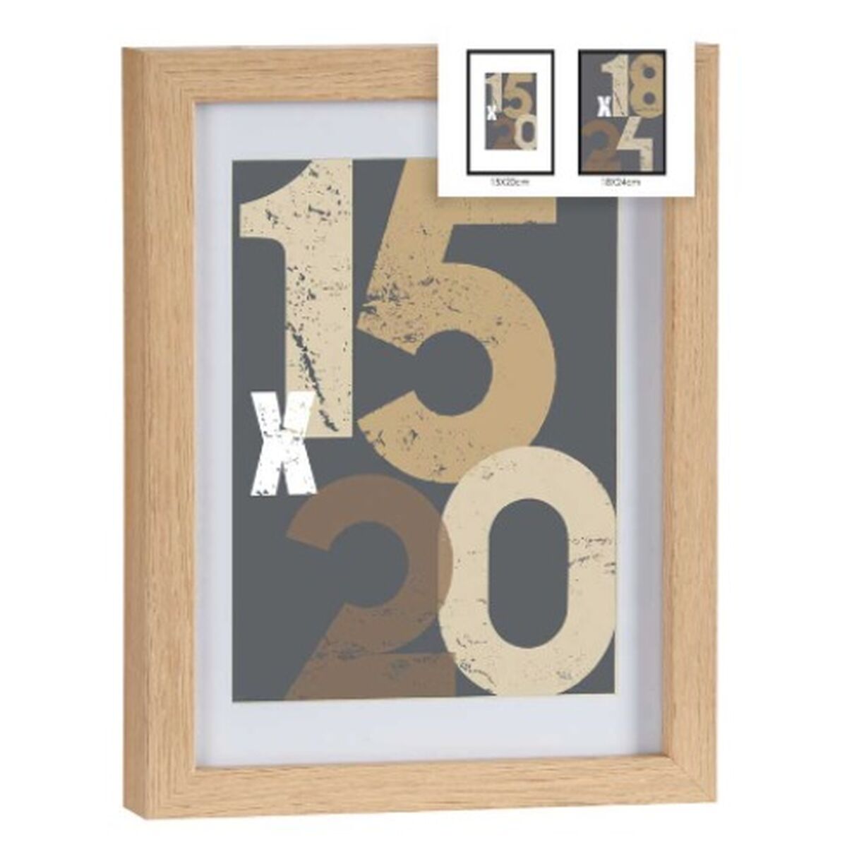 Portafotos de Pared Gift Decor Natural Vidrio Madera MDF 18 x 24 cm (6 Unidades) 2 S3625479_1