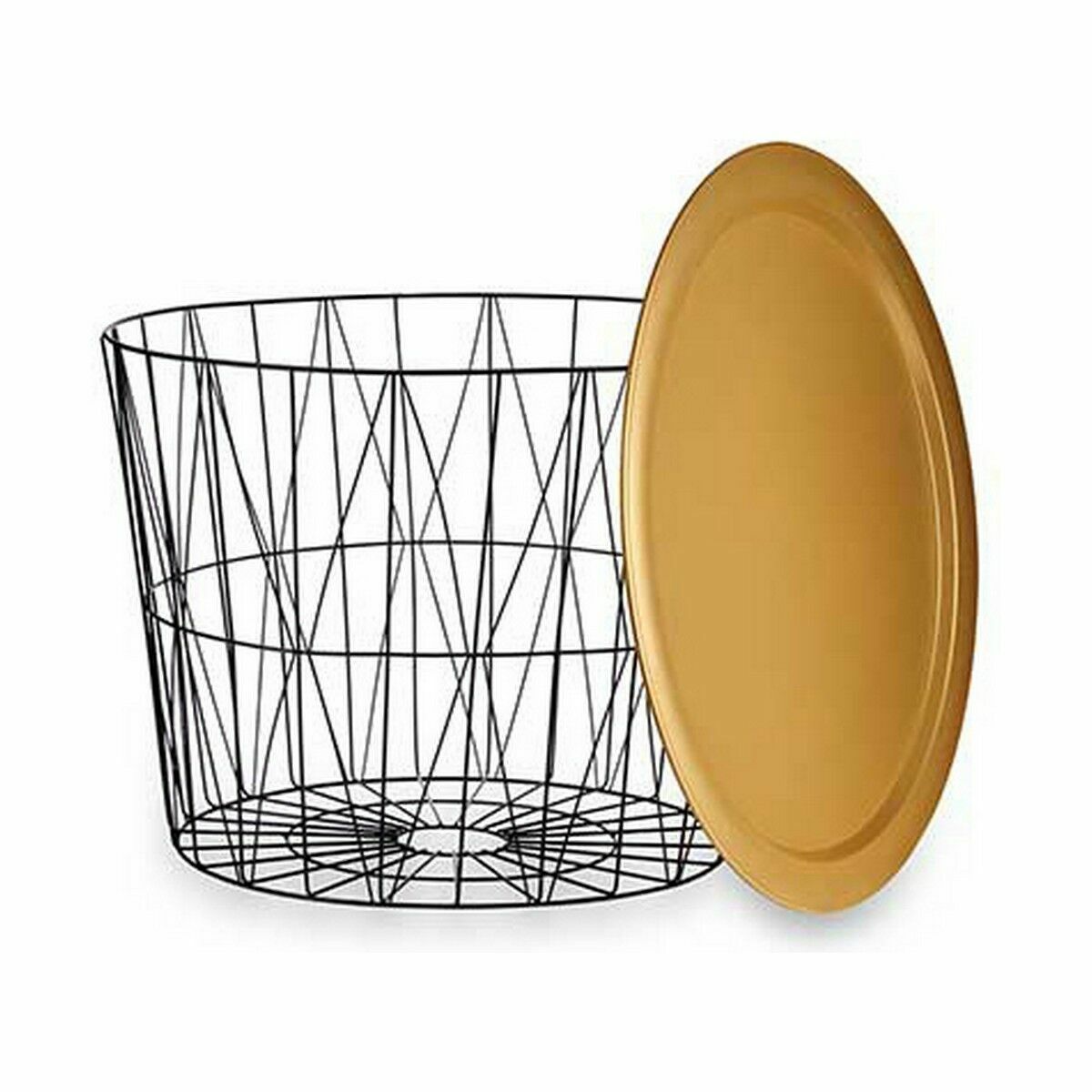 Mesa auxiliar Gift Decor Negro Dorado 62 x 45,5 x 62 cm (4 Unidades) 3 S3625989_2