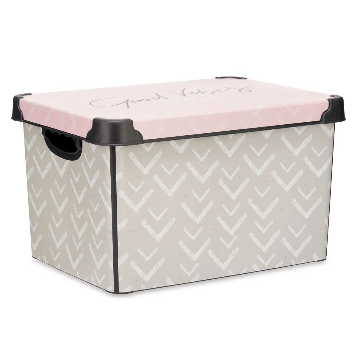 Caja de Almacenaje con Tapa Kipit Vibes Rosa Plástico Estampado Flechas 22 L (12 Unidades) 2 S3626701_1