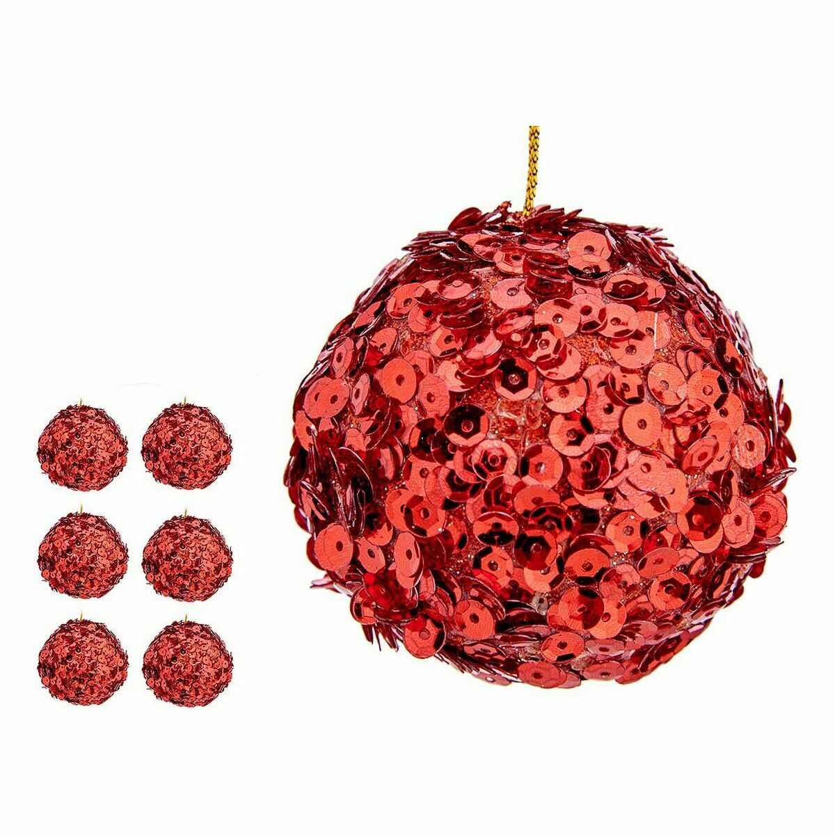 Set de Bolas de Navidad Krist+ Rojo Plástico Lentejuelas (8 Unidades) 2 S3627178_1
