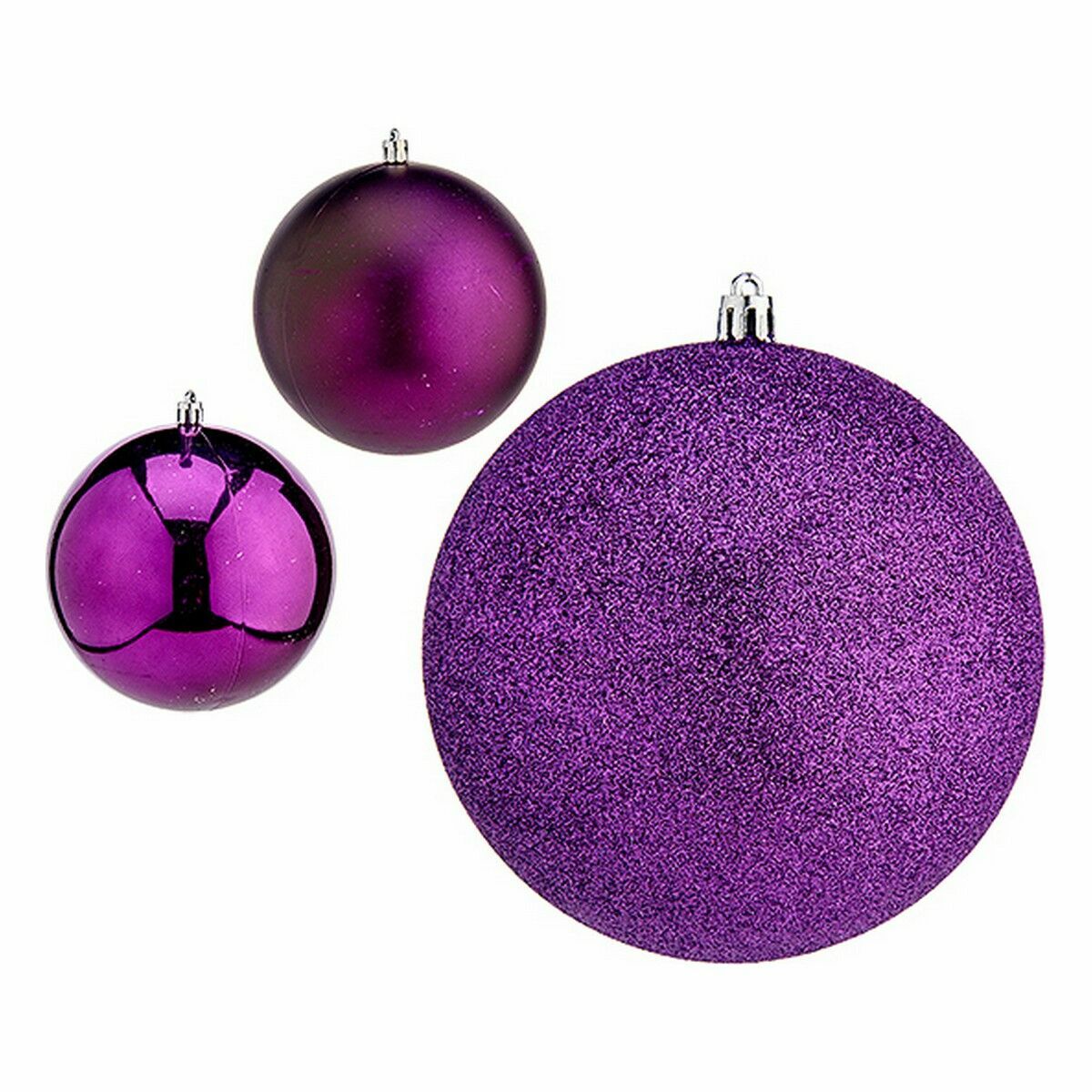Set de Bolas de Navidad Krist+ Morado Plástico Ø 12 cm (6 Unidades) 2 S3627644_1