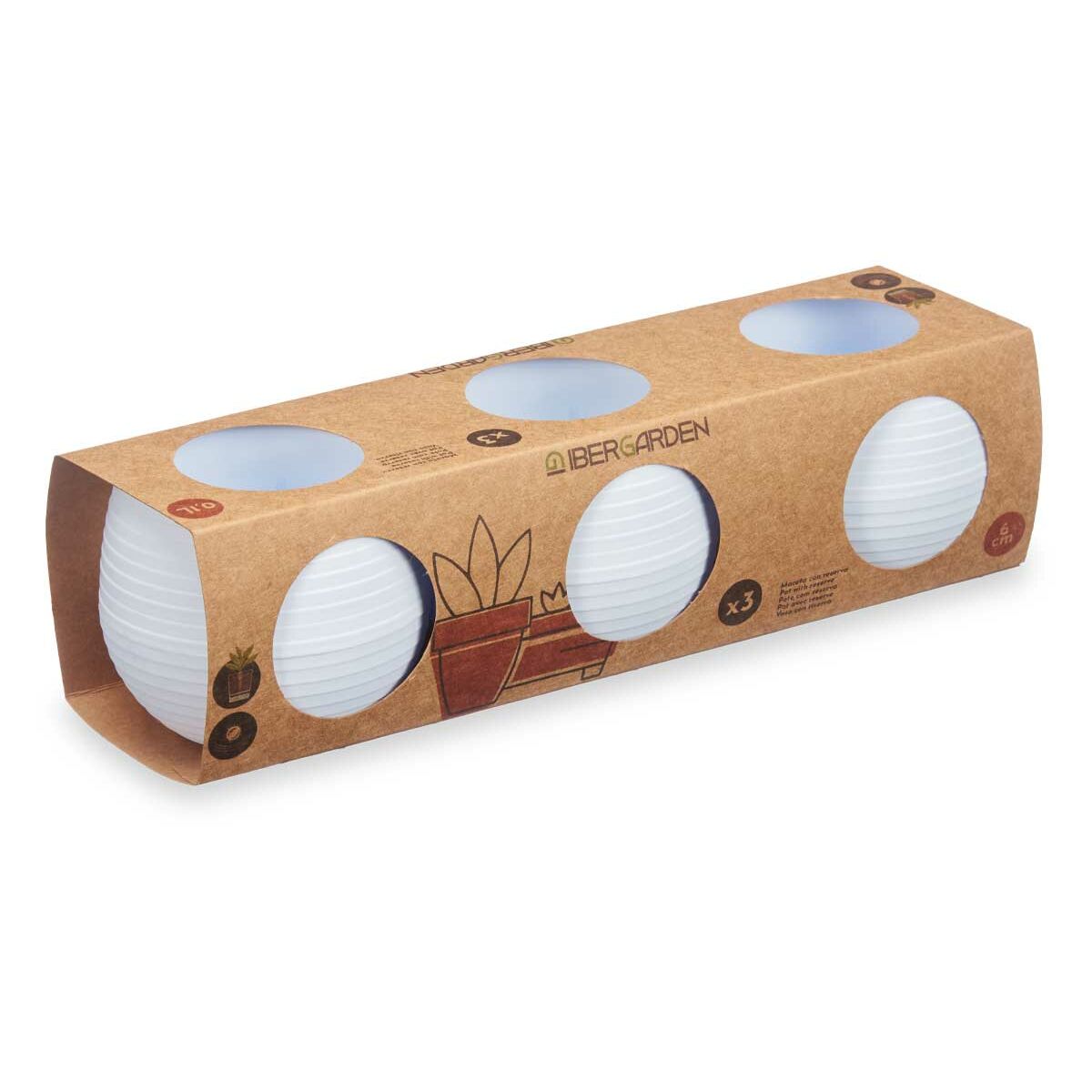 Set de Macetas Ibergarden Blanco Plástico 6,2 x 6,2 x 6,6 cm 7,5 x 7 x 25 cm 25 x 7 x 8 cm (8 Unidades) 3 S3629849_2