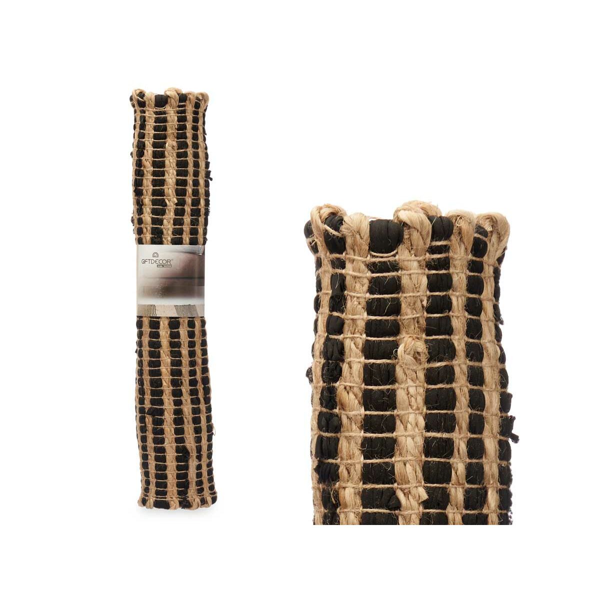 Alfombra Gift Decor Negro Natural Rayas 60 x 1 x 90 cm (12 Unidades) 3 S3631993_2