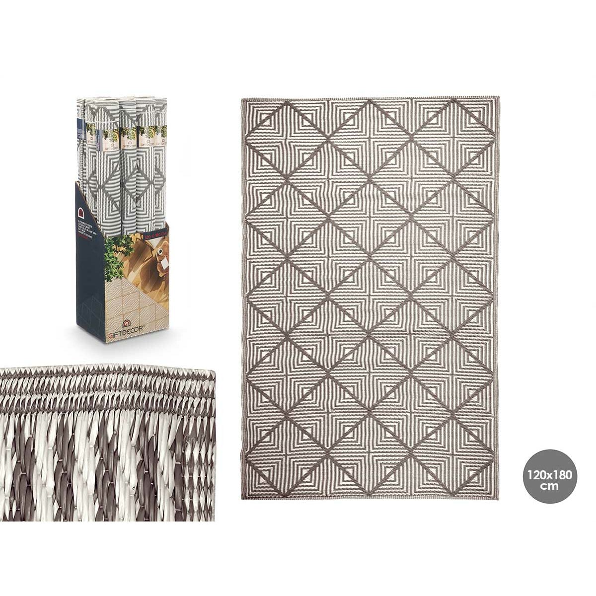 Alfombra Gift Decor Blanco Gris Polipropileno 120 x 180 cm (12 Unidades) 2 S3632693_1