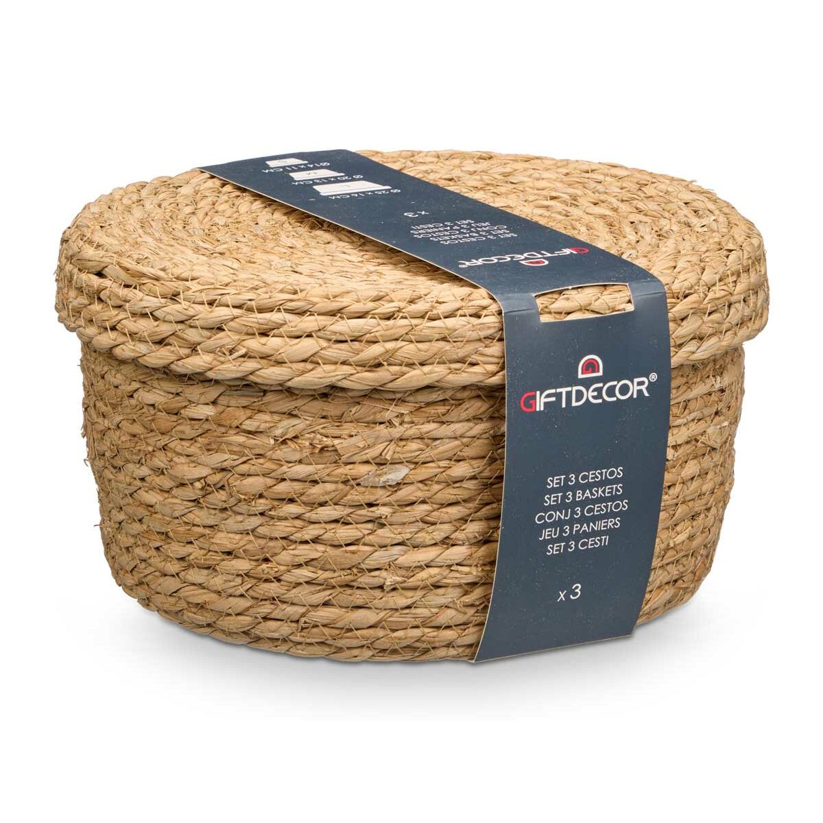 Juego de Cestos Gift Decor Natural Fibra natural (6 Unidades) 3 S3632989_2
