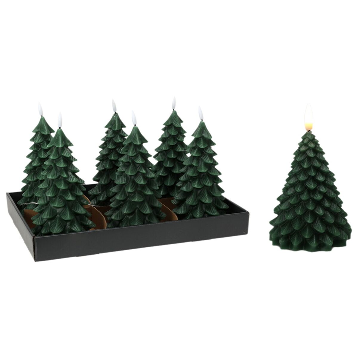 Vela LED Lifetime Verde oscuro Árbol de Navidad 19 cm Efecto llama 1 S7924485_0