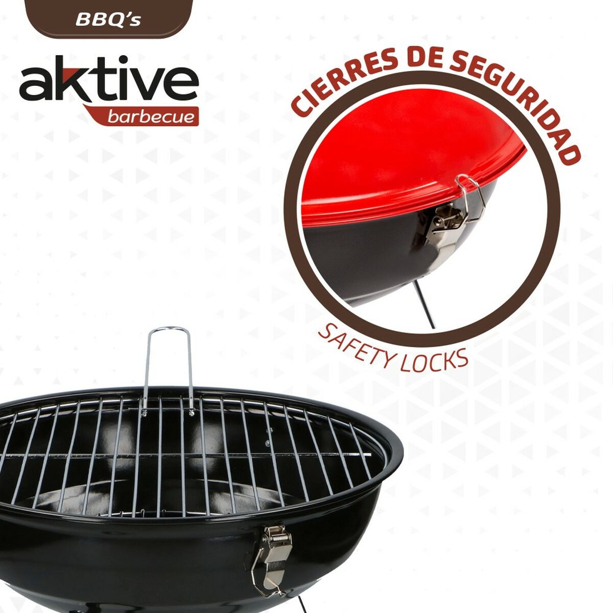 Barbacoa Portátil Aktive Metal esmaltado Ø 36 cm 36 x 44 x 36 cm (4 Unidades) Rojo 4 S8901051_3