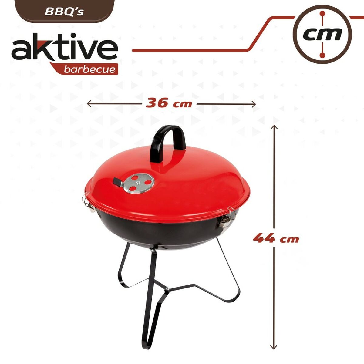 Barbacoa Portátil Aktive Metal esmaltado Ø 36 cm 36 x 44 x 36 cm (4 Unidades) Rojo 6 S8901051_5
