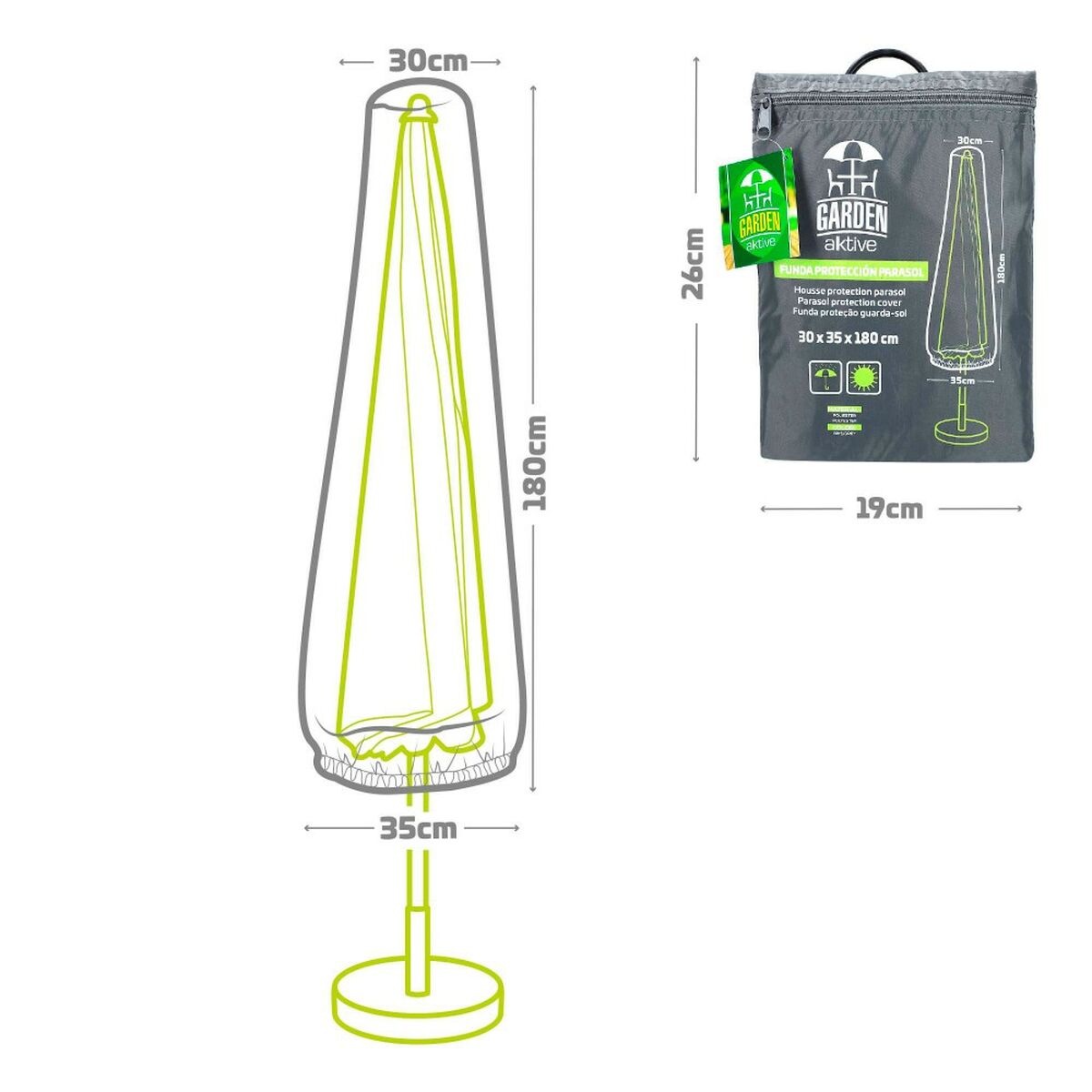 Funda para Sombrilla Aktive 30 x 180 x 35 cm (6 Unidades) 5 S8901273_4