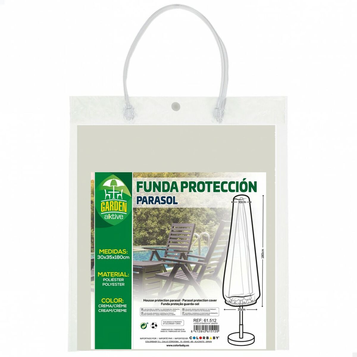 Funda para Sombrilla Aktive 35 x 190 x 1 cm (6 Unidades) 3 S8901279_2