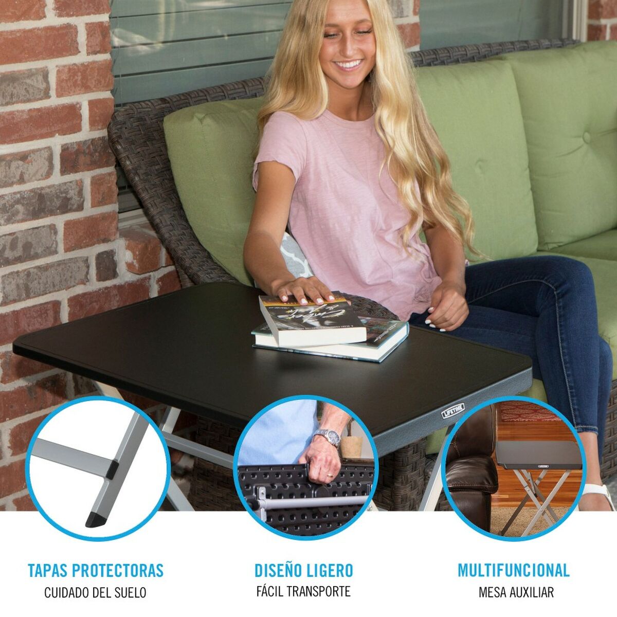 Mesa auxiliar Lifetime Negro 75 x 66 x 50,5 cm Acero Plástico 3 S8901373_2