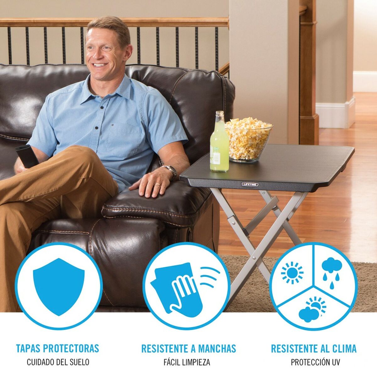 Mesa auxiliar Lifetime Negro 75 x 66 x 50,5 cm Acero Plástico 4 S8901373_3