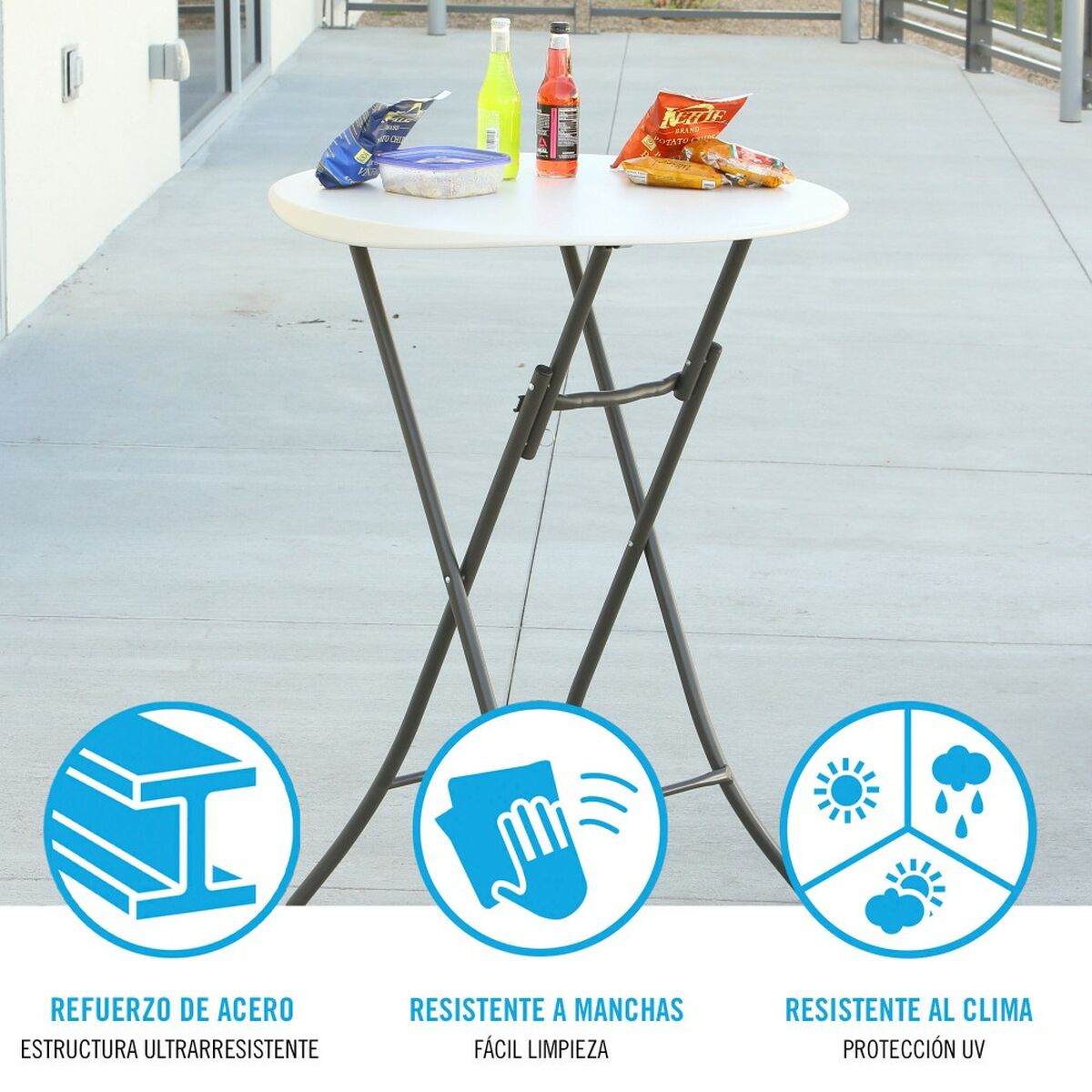 Mesa auxiliar Lifetime Crema 84 x 110 x 84 cm Acero Plástico 4 S8901367_3