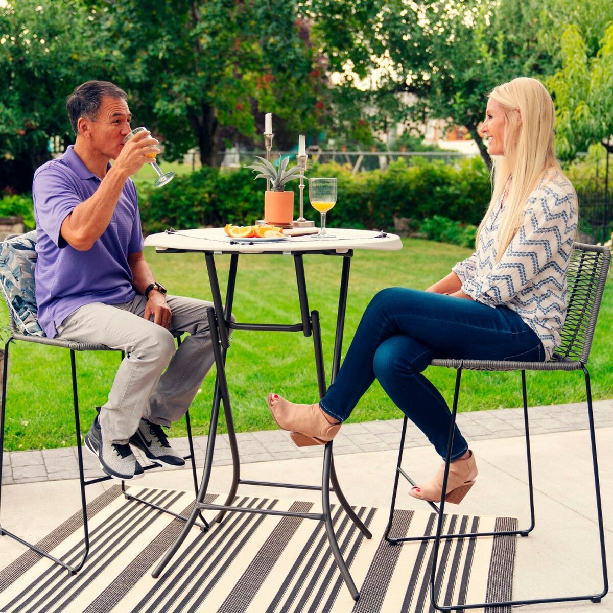 Mesa auxiliar Lifetime Crema 84 x 110 x 84 cm Acero Plástico 5 S8901367_4