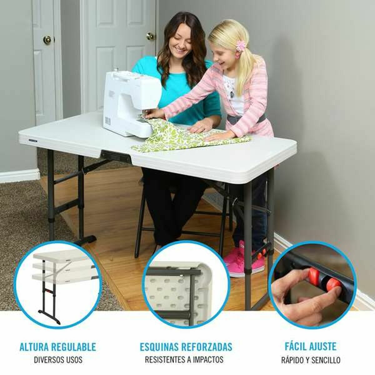 Mesa Plegable Lifetime Lifetime 122 x 86 x 61 cm Crema Acero Plástico 6 S2433788_5