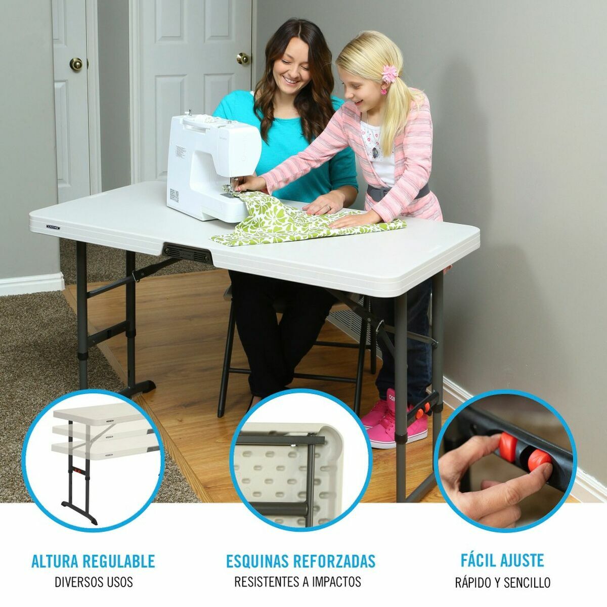 Mesa Plegable Lifetime Lifetime 122 x 86 x 61 cm Crema Acero Plástico 2 S2433788_1