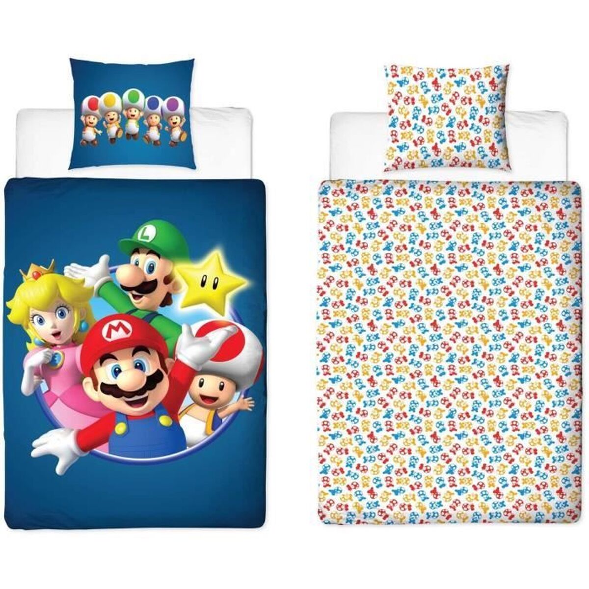 Juego de funda nórdica Mario Bros 25 x 4 x 30 cm Azul Cama de 140 2 Piezas 1 S71025210_0