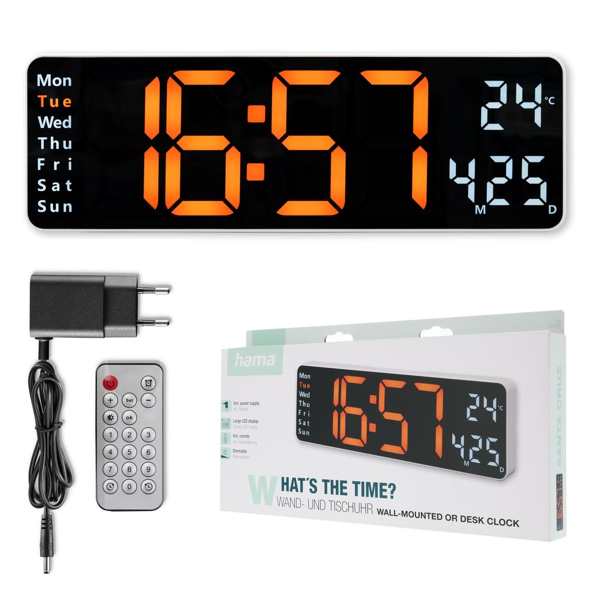 Reloj de Pared con Termómetro Hama 00222224 Blanco Negro Plástico 5 S7613503_4