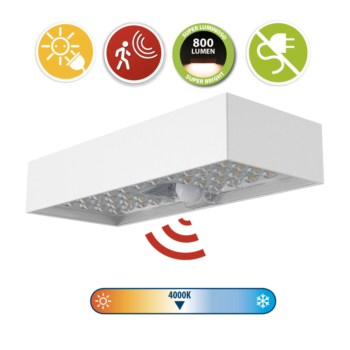 Aplique de Pared Velamp TEGEL Blanco Policarbonato 6 W 800 lm (4000 K) 3 M1208199_2