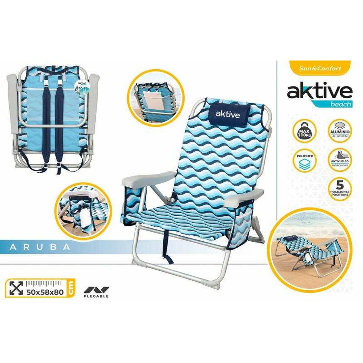 Silla de Playa Aktive 64 x 63 x 28 cm 2 S2455373_1