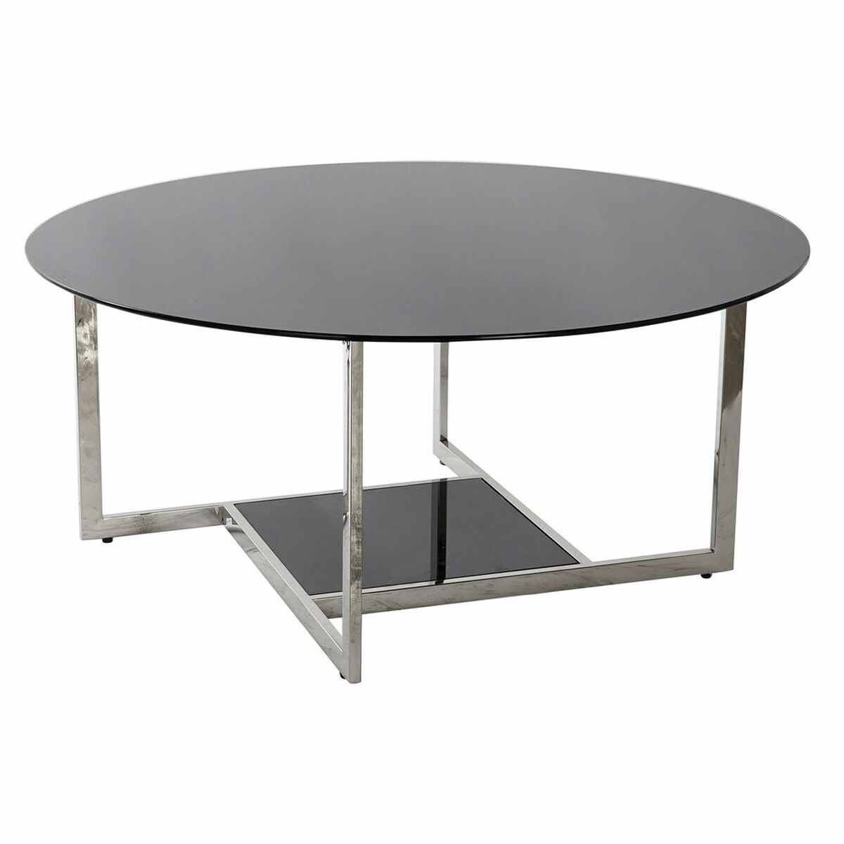Mesa de Centro DKD Home Decor Negro Plateado Cristal Acero Plástico 100 x 100 x 45 cm 1 S3022400_0