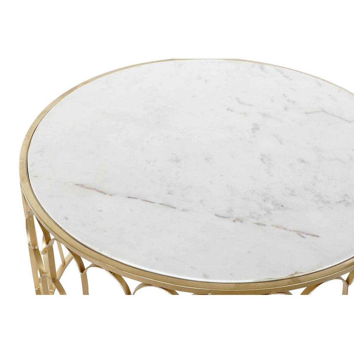 Mesa de Centro DKD Home Decor Glamour Blanco Multicolor Dorado Mármol Hierro 87 x 87 x 51,5 cm 2 S3023030_1