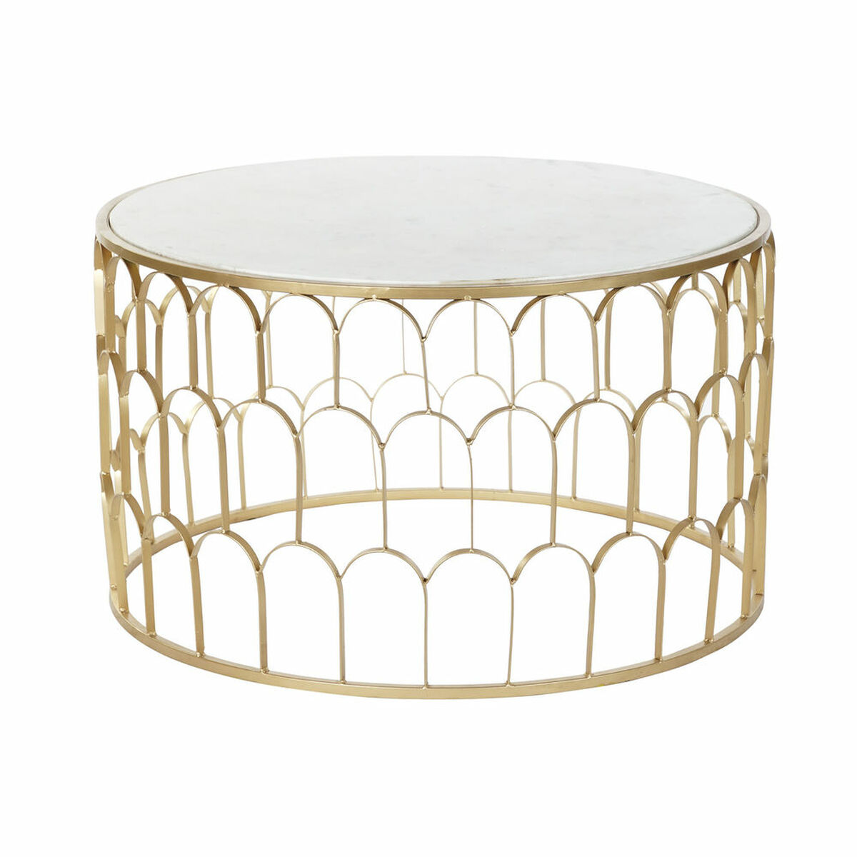 Mesa de Centro DKD Home Decor Glamour Blanco Multicolor Dorado Mármol Hierro 87 x 87 x 51,5 cm 1 S3023030_0