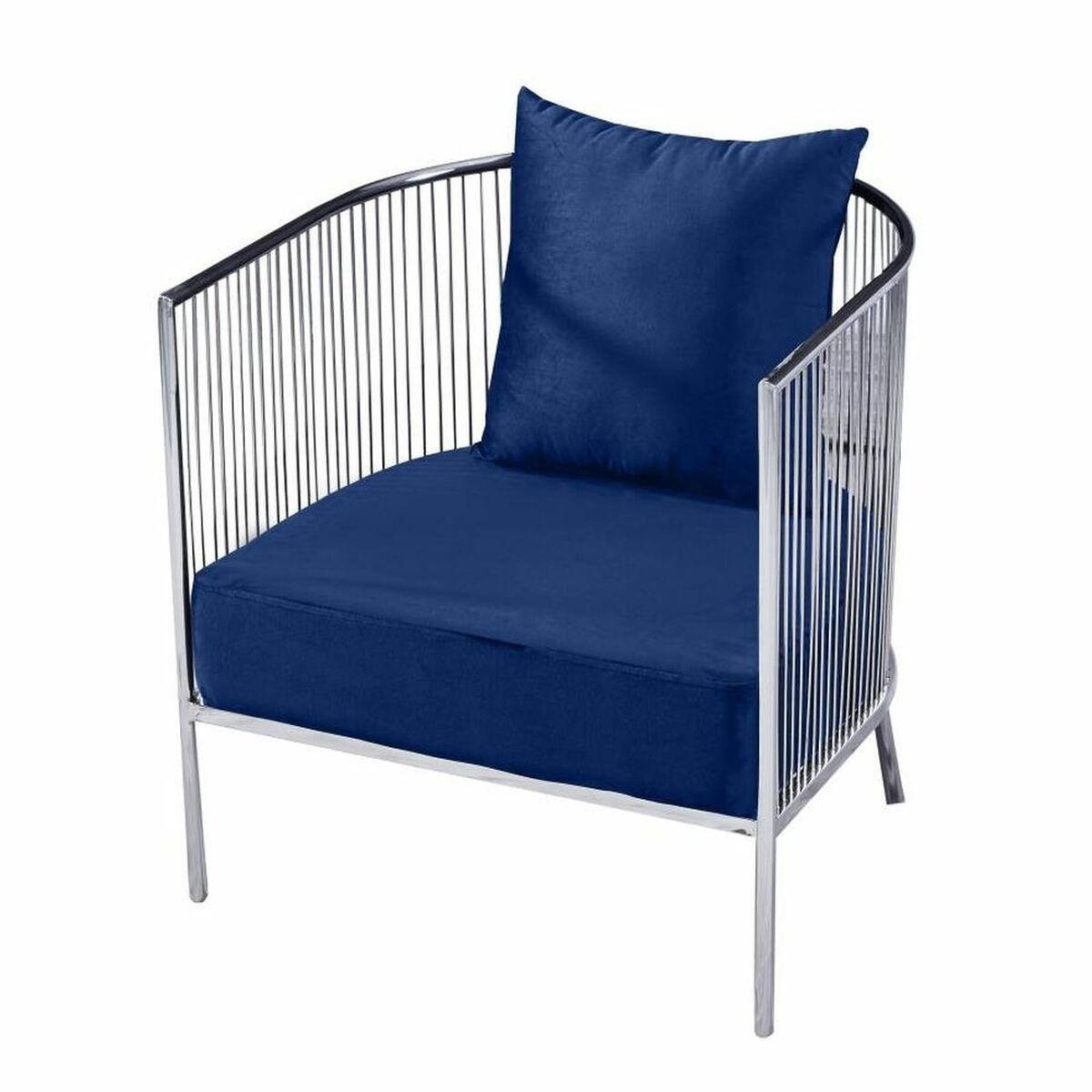 Sillón DKD Home Decor Poliéster Acero Azul marino (66 x 69 x 70 cm) 1 S3023054_0